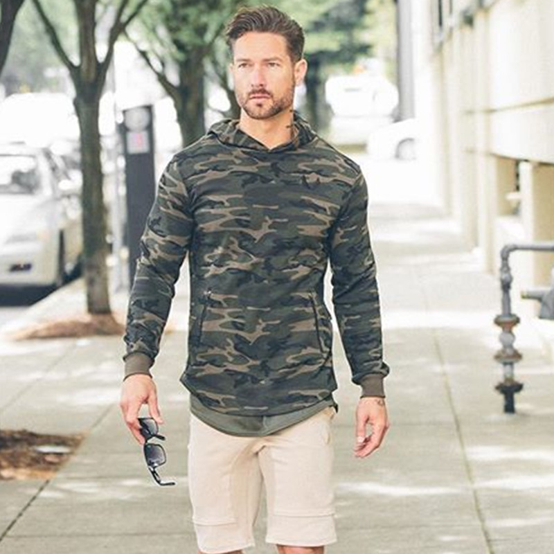 2018 spring new Mens Camouflage Hoodies Fashion leisure pullover fitness Bodybuilding jacket Sweatshirts sportswear clothing