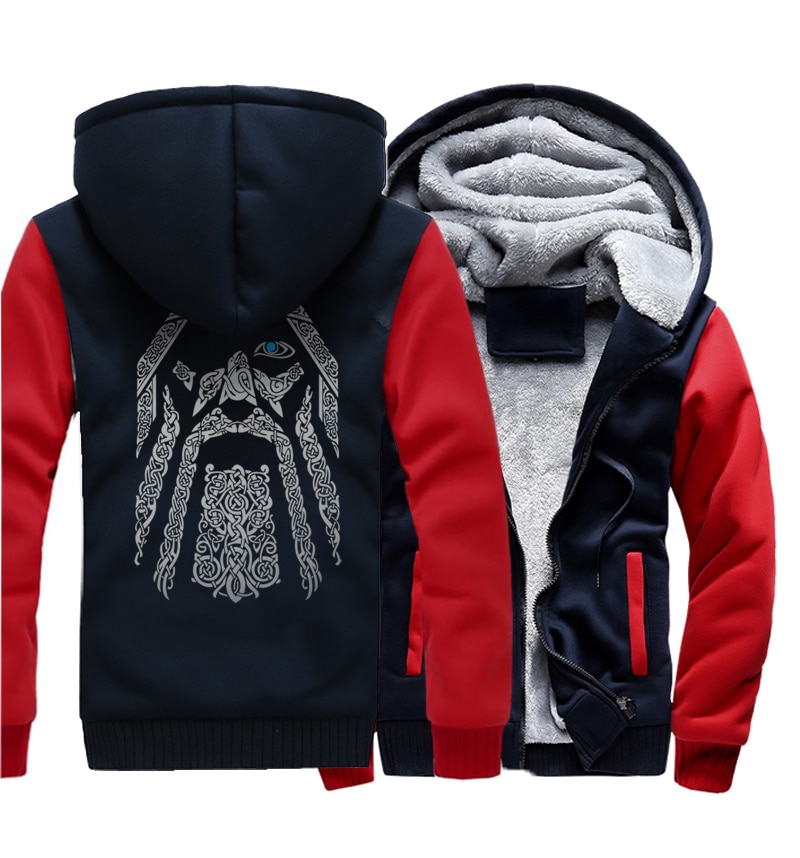 winter sweatshirt raglan print jacket tracksuit Odin Vikings hoodies for men 2019 new fashion wool liner Camouflage sleeve coats