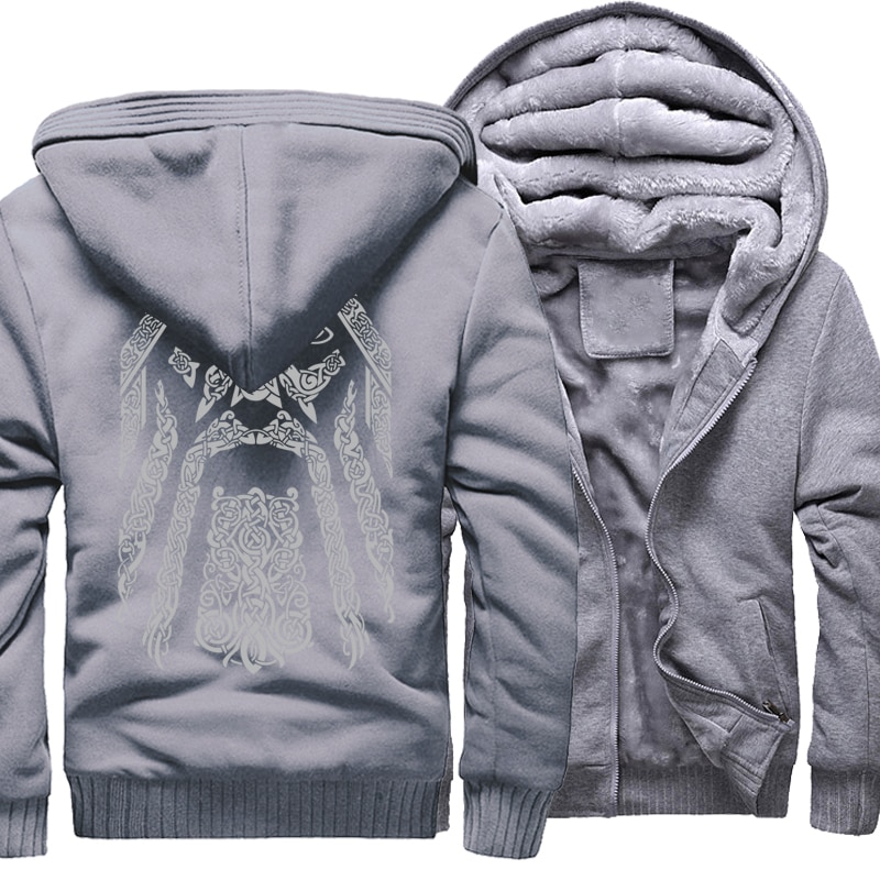 winter sweatshirt raglan print jacket tracksuit Odin Vikings hoodies for men 2019 new fashion wool liner Camouflage sleeve coats