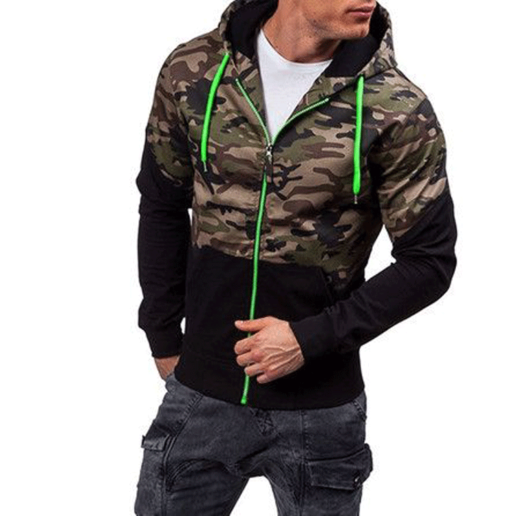 COCEDDBCamo Sweatshirt Men's Long Sleeve Camouflage Style Hoodie Pullover Top Blouse Hooded Military Tracksuit Sweatshirt Male