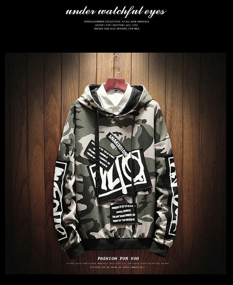 2019 NEW camouflage print men hoodies army green hoodie great quality hip-hop pullovers Hooded Sweatshirt women/men outerwear
