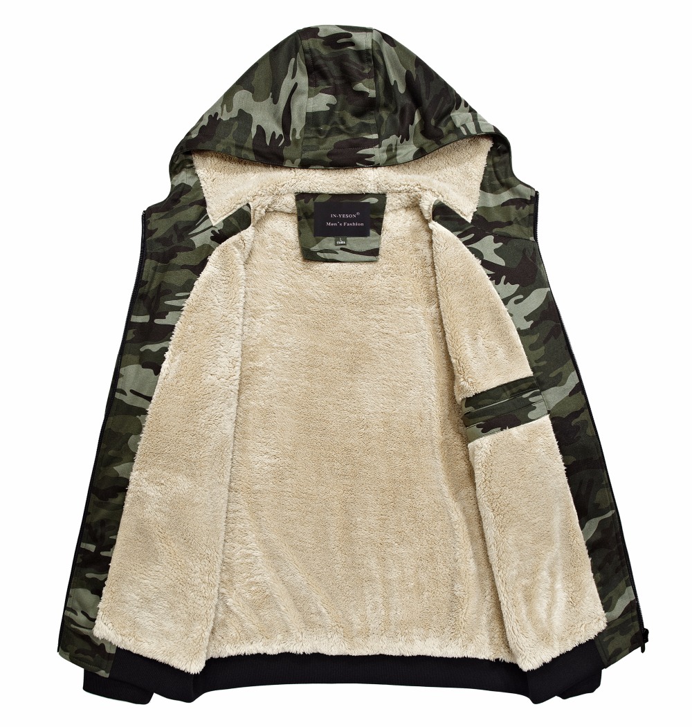 New Arrival Camouflage Fleece Hoodie Men Brand Clothing IN-YESON Winter Thick Camo Men's Sweatshirt