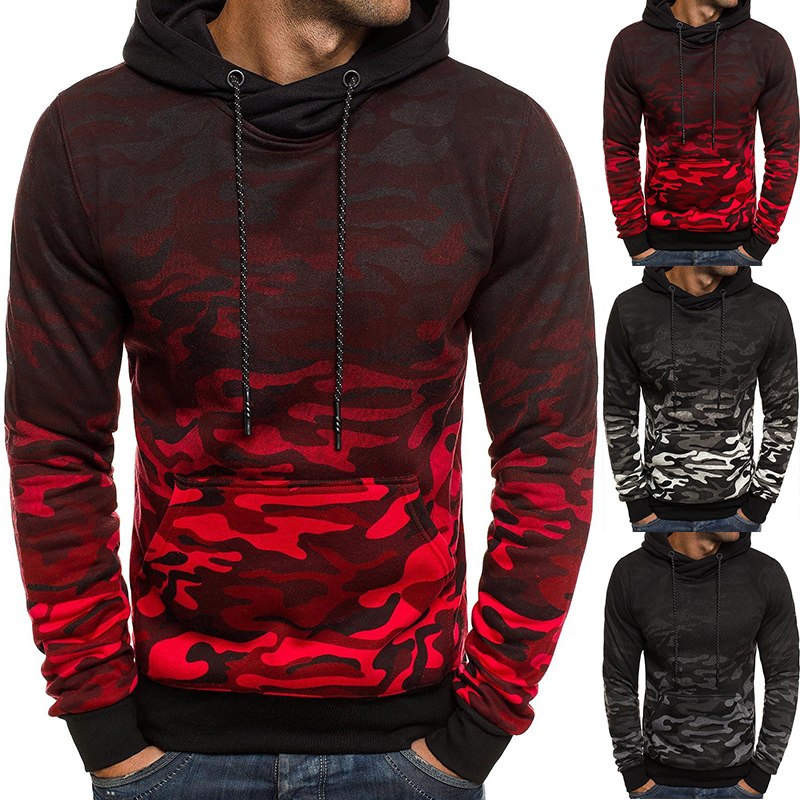Male's Sweatshirt Camouflage Man Training Sweatshirt Pocket Military Hooded Sweatshirts Men Casual Loose Tops Mens Clothing