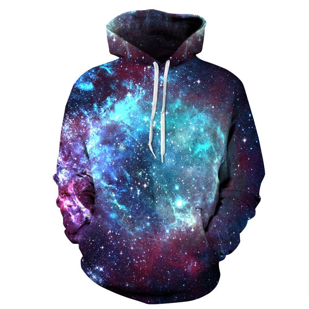 Space Galaxy 3D Sweatshirts With Cap Men/women Hooded Hoodies Autumn Winter Thin Hoody Print Star Whirlpool