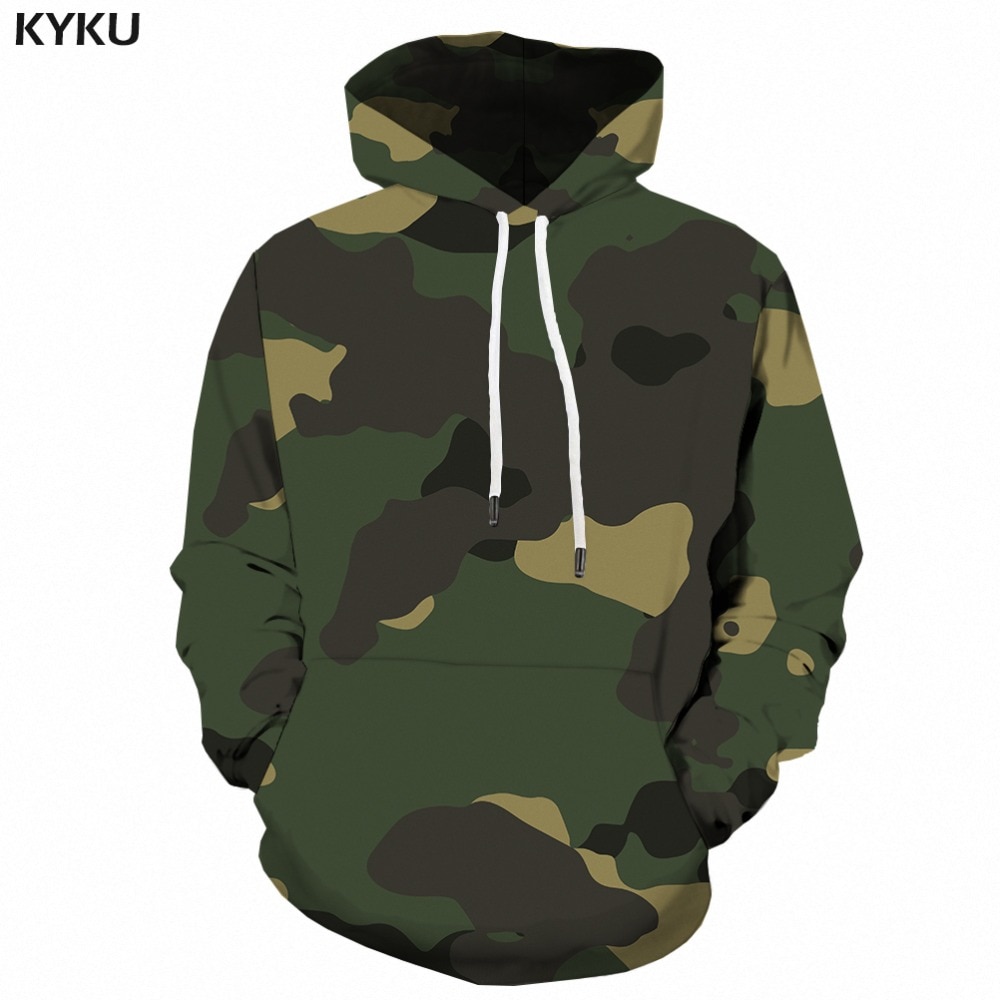 KYKU Camouflage Hoodie Men Green Camo 3d Printed Hoodies Sweatshirts Military Graffiti Mens Clothing Sweatshirt Hooded Pullover