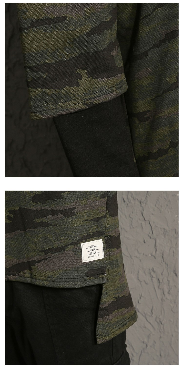 Hoodies Sweatshirts men camouflage printed fake two pieces Sweatshirt