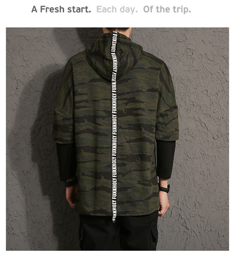 Hoodies Sweatshirts men camouflage printed fake two pieces Sweatshirt