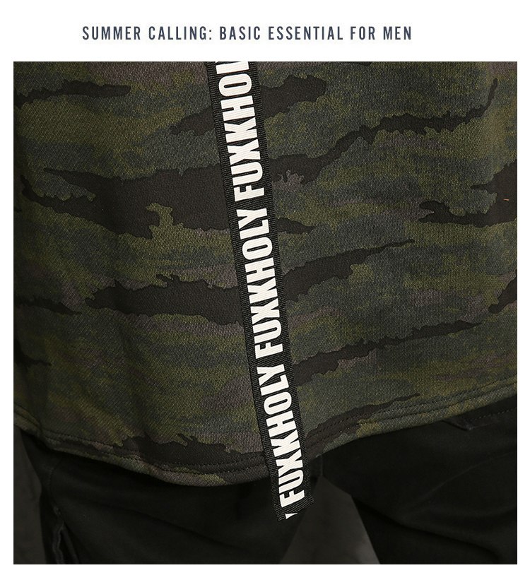 Hoodies Sweatshirts men camouflage printed fake two pieces Sweatshirt