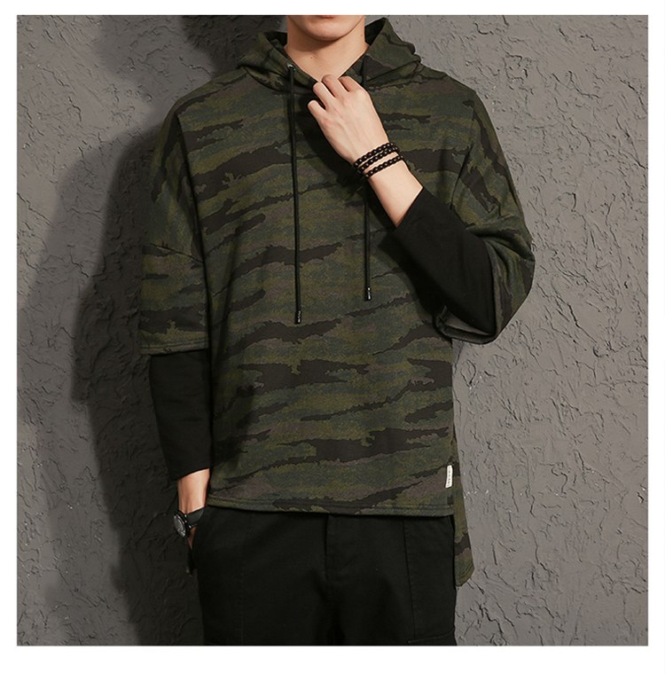 Hoodies Sweatshirts men camouflage printed fake two pieces Sweatshirt