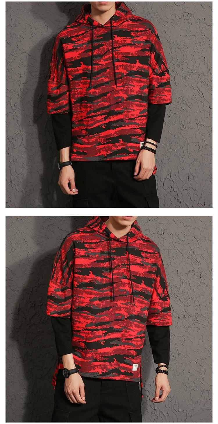 Hoodies Sweatshirts men camouflage printed fake two pieces Sweatshirt