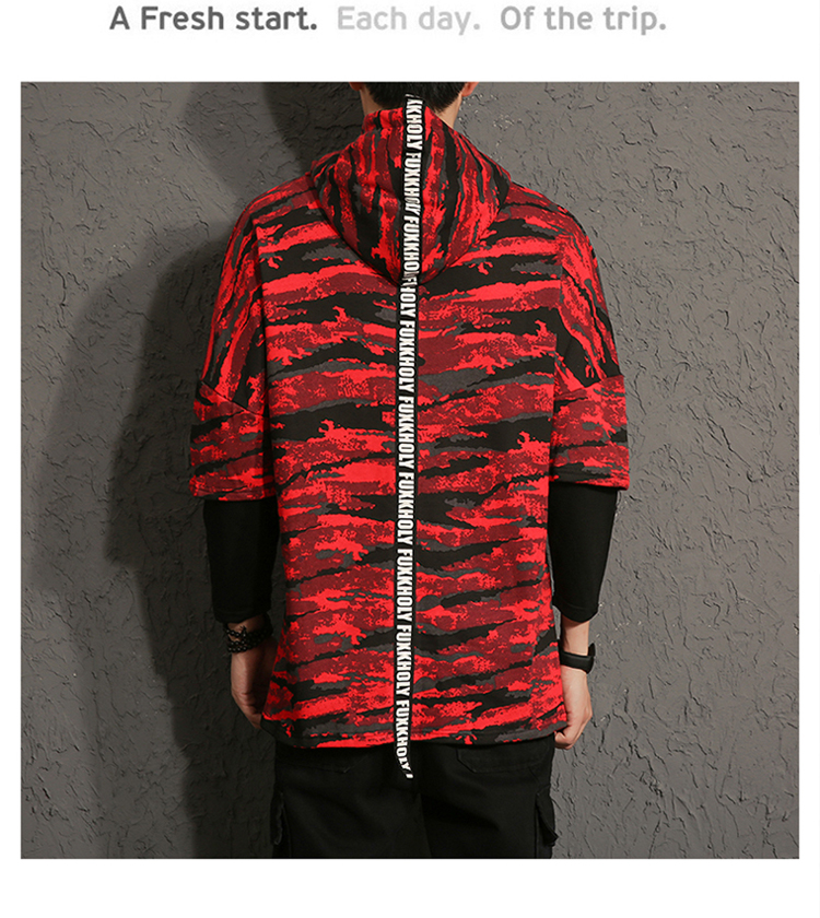 Hoodies Sweatshirts men camouflage printed fake two pieces Sweatshirt