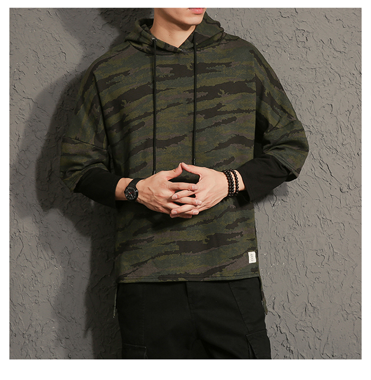 Hoodies Sweatshirts men camouflage printed fake two pieces Sweatshirt