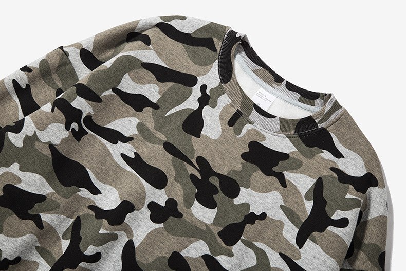 Streetwear Skateboard Hiphop Brand Hoody Winter Snow Camouflage Military Cashmere Men Long Sleeve