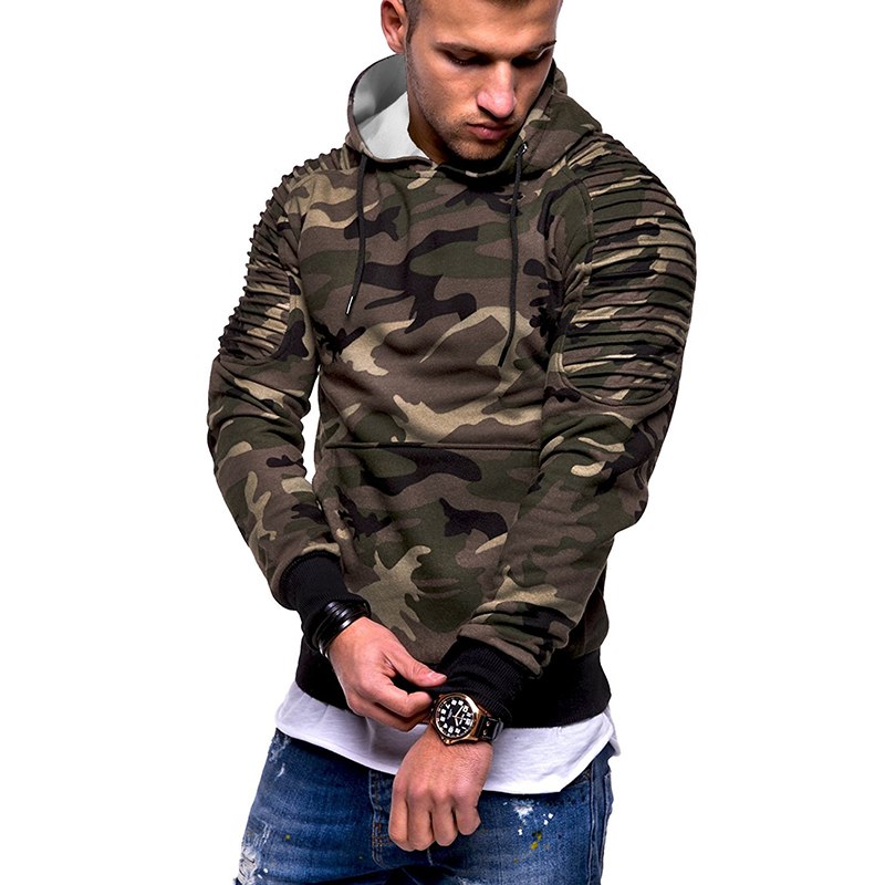 Camouflage Hoodies Men Military Style Fleece Hooded Coat Casual Camo Hoody Sweatshirt