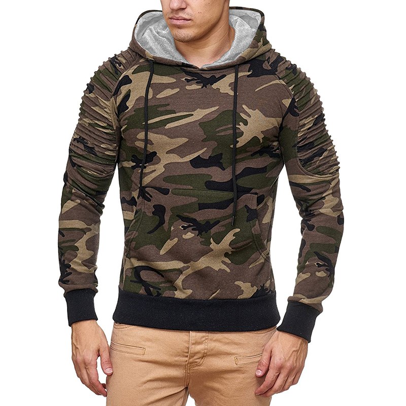 Camouflage Hoodies Men Military Style Fleece Hooded Coat Casual Camo Hoody Sweatshirt