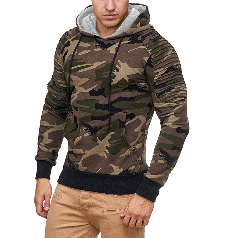 Camouflage Hoodies Men Military Style Fleece Hooded Coat Casual Camo Hoody Sweatshirt