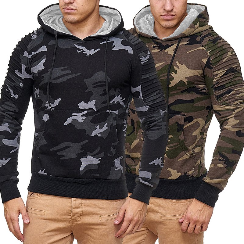 Camouflage Hoodies Men Military Style Fleece Hooded Coat Casual Camo Hoody Sweatshirt