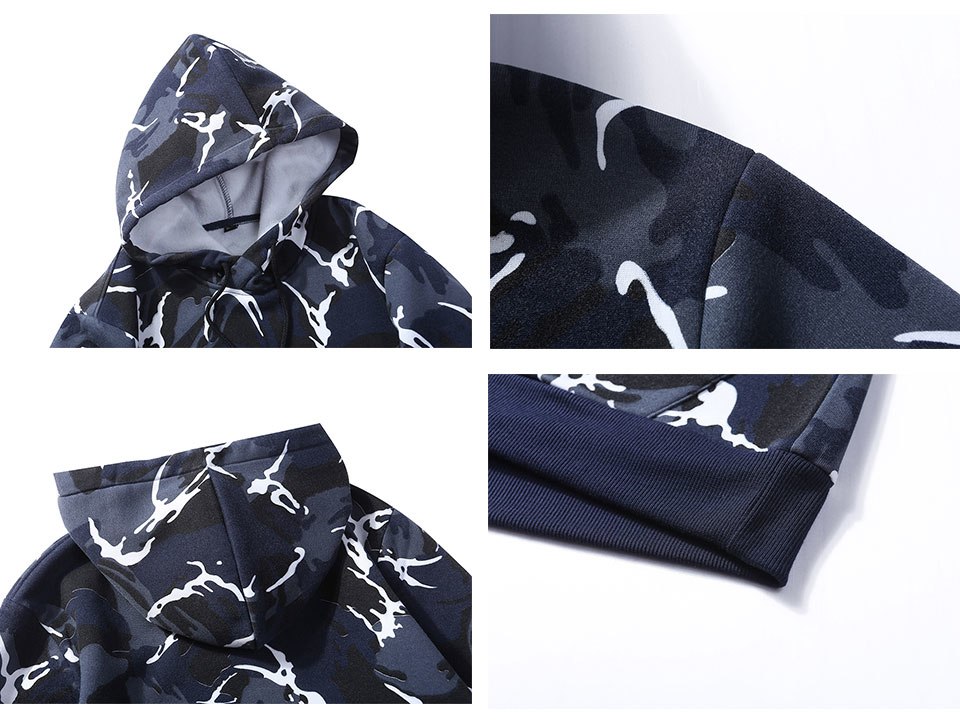 Camouflage Sweatshirt Military Style Sweatshirt Hip Hop Hoodie Men Casual Camouflage Long-Sleeve
