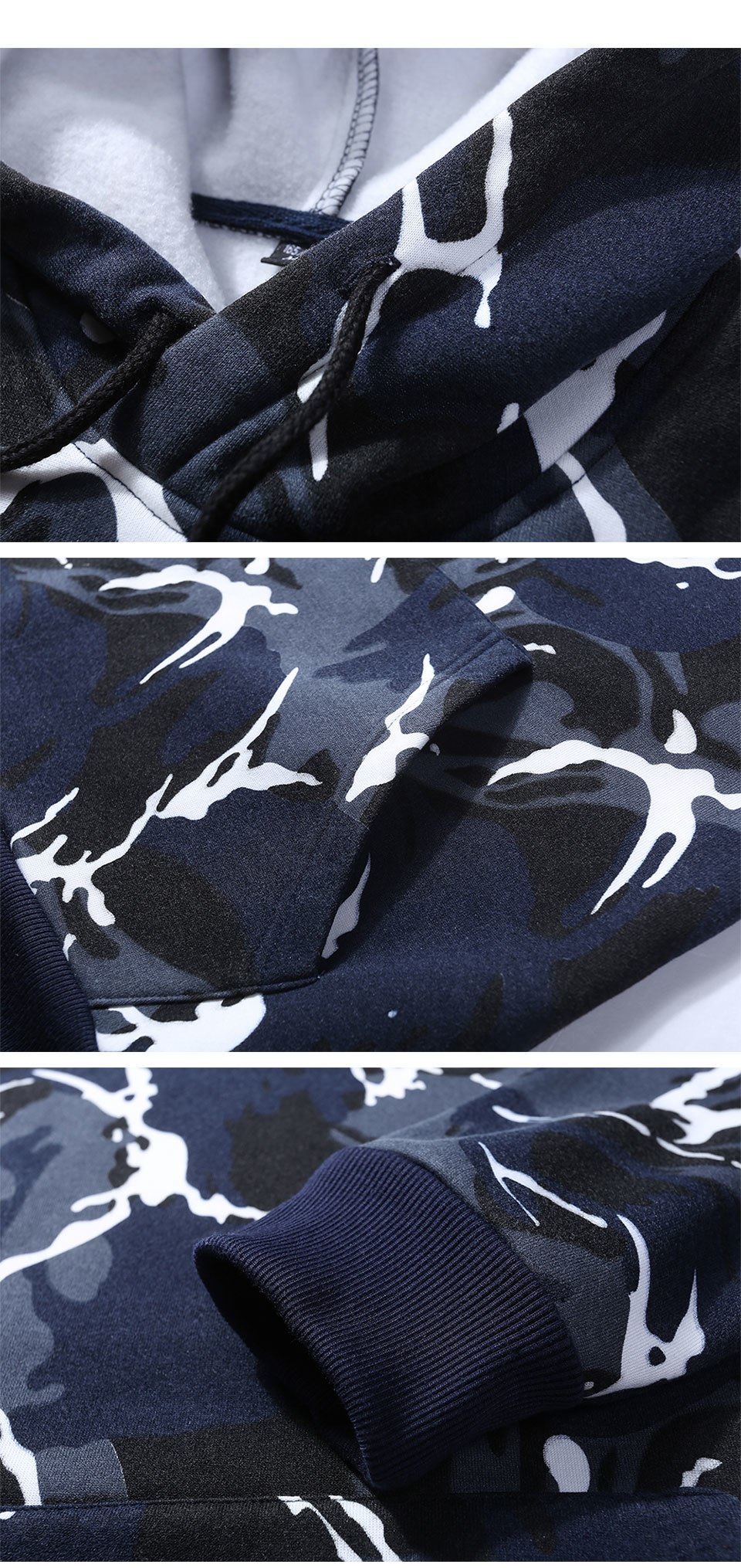 Camouflage Sweatshirt Military Style Sweatshirt Hip Hop Hoodie Men Casual Camouflage Long-Sleeve