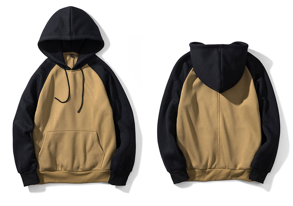 Streetwear Patchwork Hoodie Men Hip Hop Hooded Solid Slim Fit Casual Hoody