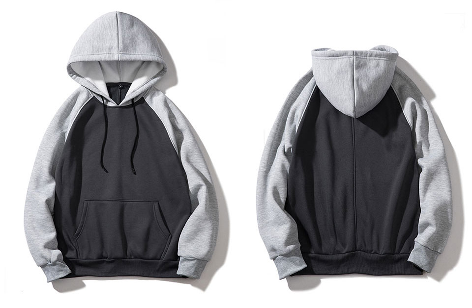 Streetwear Patchwork Hoodie Men Hip Hop Hooded Solid Slim Fit Casual Hoody