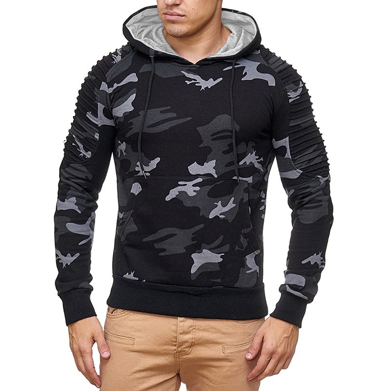 Camouflage Hoodies Men Military Style Fleece Hooded Coat Casual Camo Hoody Sweatshirt