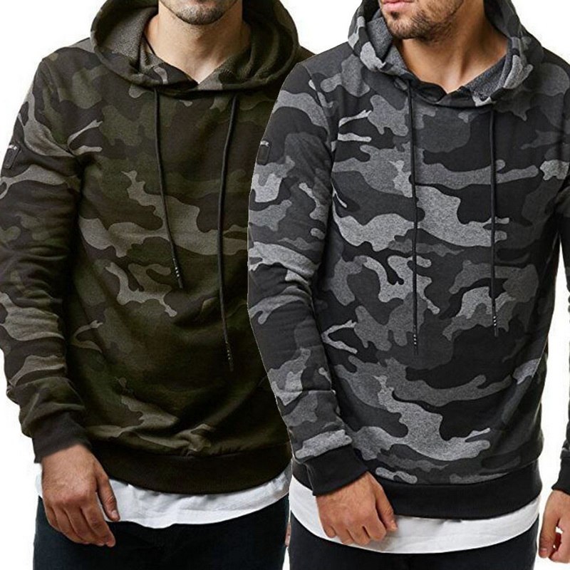 Autumn Men Hoodies Sweatshirt Fashion Cool Camouflage Military Tracksuit Casual Long Sleeve