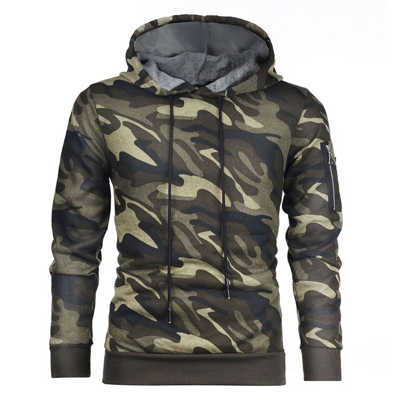 Autumn Men Hoodies Sweatshirt Fashion Cool Camouflage Military Tracksuit Casual Long Sleeve