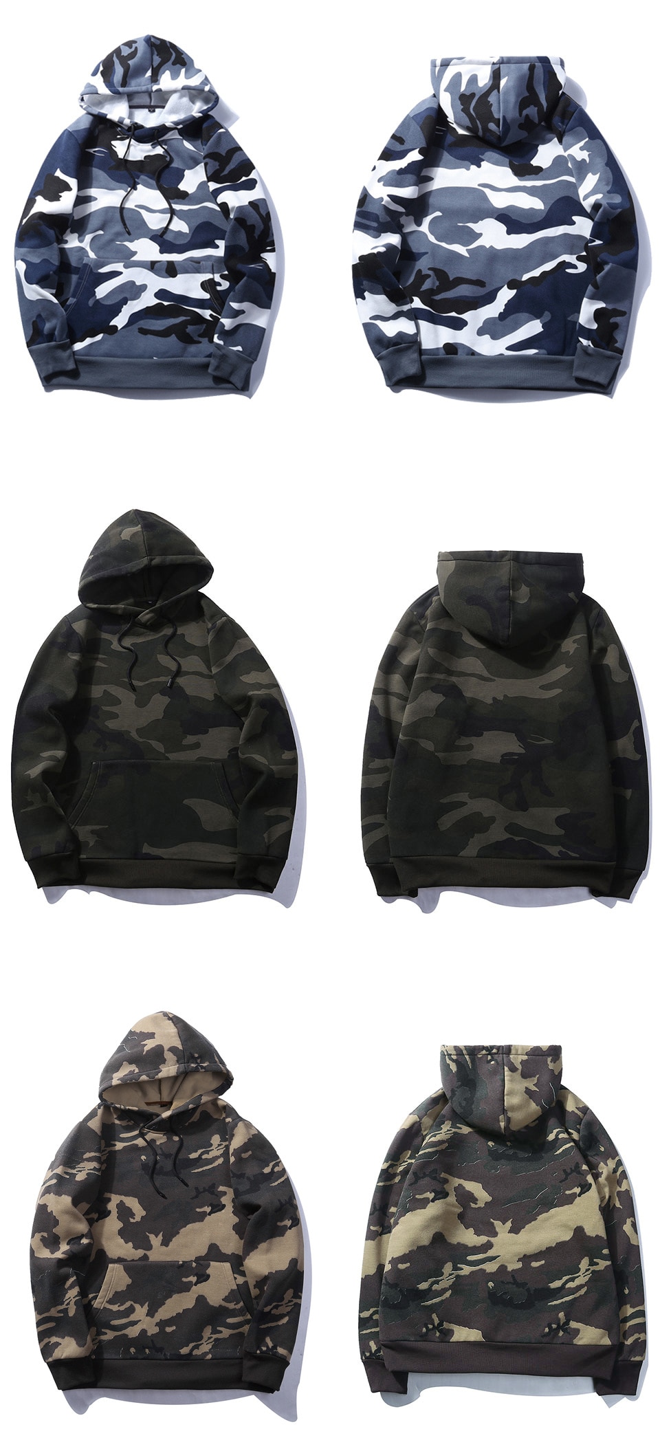 Autumn Winter Camo Hoodies Men Military Pocket Hooded Army Green Sweatshirt Mens Camouflage