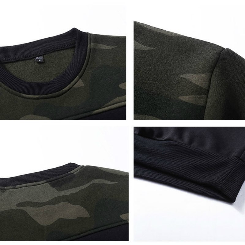 Camouflage Hoodie Men Khaki Sweatshirt Casual Crewneck Military Sweatshirts
