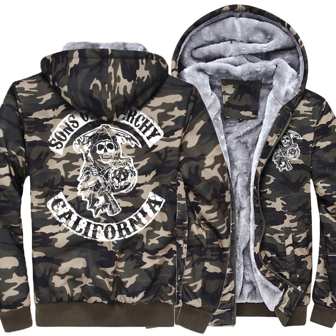 New fashion brand thick jacket men Anime Ken Kaneki Mask Army Ggreen Camouflage