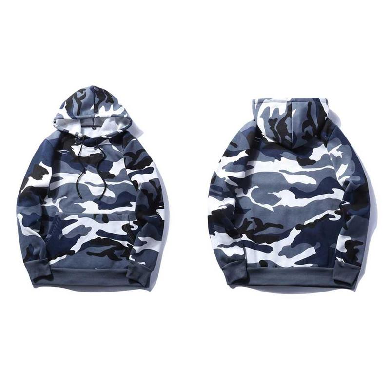 Mens Hoodies And Sweatshirts Military Pocket Hooded Winter Sweatshirt Camouflage