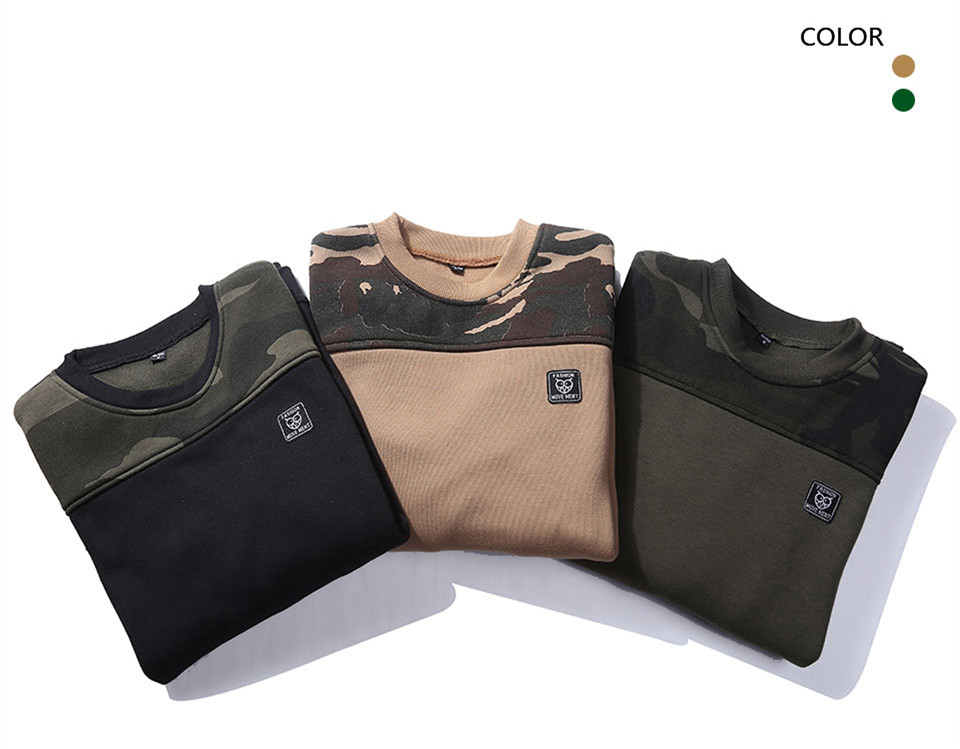 Men Sweatshirt Military Hoodies Western Loose Fleece Camouflage Hip Hop Tracksuit