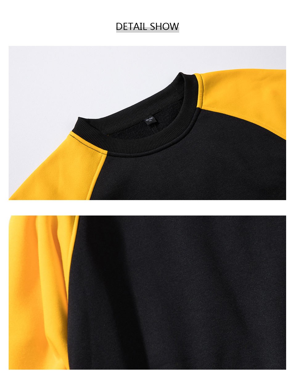 Sweatshirt Fashion Quality Sportswear EU Size Male Streetwear Pullover Patchwork