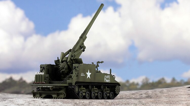Fine 1:72 American M40 155mm self-propelled tank gun 1951 finished product collection model Many moving parts Track movable