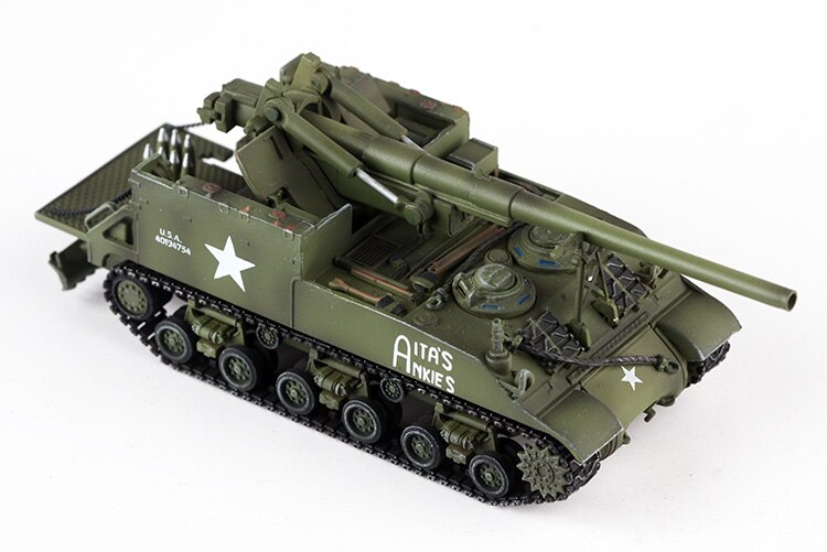 Fine 1:72 American M40 155mm self-propelled tank gun 1951 finished product collection model Many moving parts Track movable
