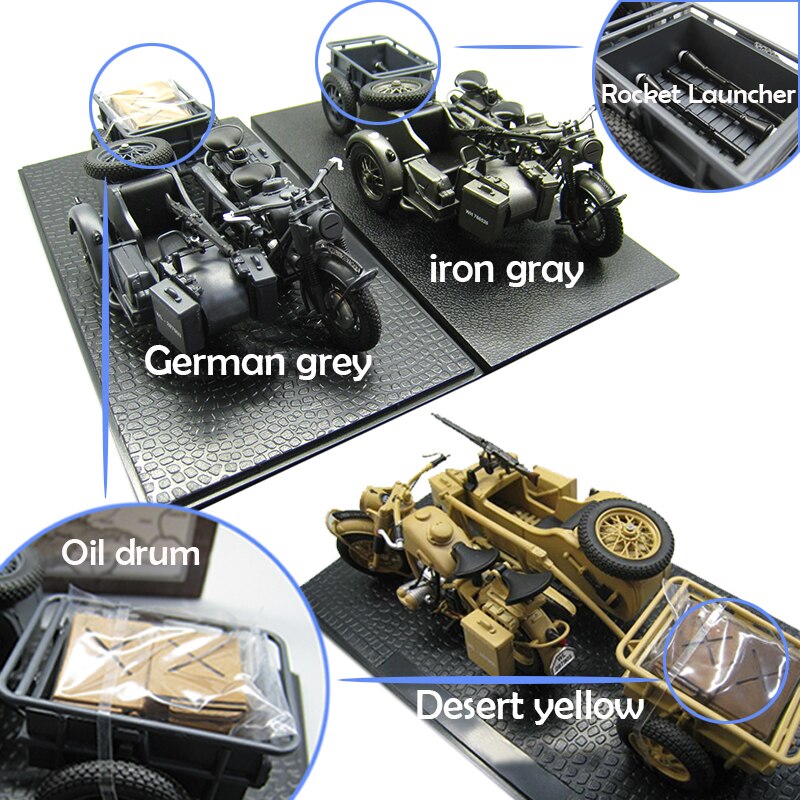 1/24 German R75 tricycle model Band Trailer European African battlefield Semialloy collection model 1/24 German R75 tricycle model Band Trailer European African battlefield Semialloy collection model