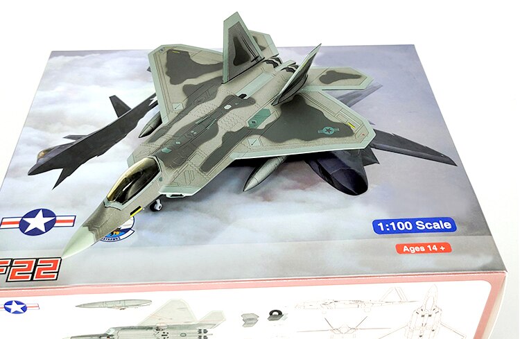 1:100 US Air Force F22 stealth fighter Alloy aircraft model Static simulation ornament 1:100 US Air Force F22 stealth fighter Alloy aircraft model Static simulation ornament