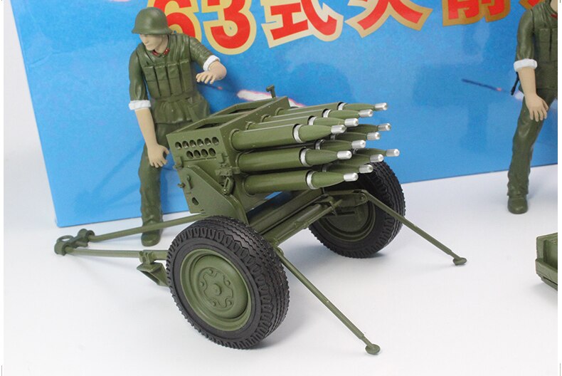 1:18 Trailer Chinese 63 type 107 mm towed Rocket + soldier man model Alloy collection model Ornament