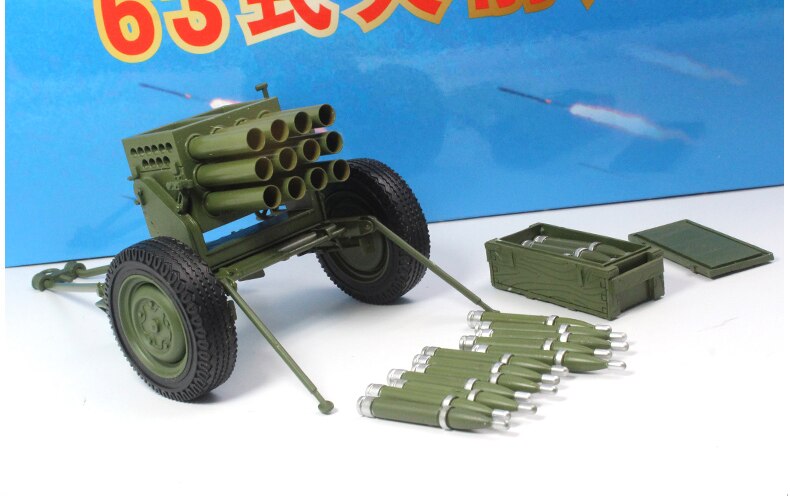 1:18 Trailer Chinese 63 type 107 mm towed Rocket + soldier man model Alloy collection model Ornament