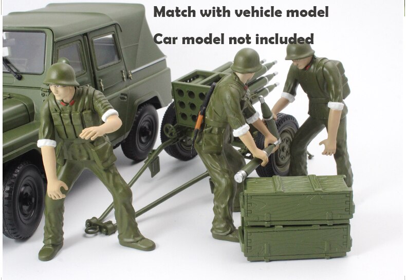 1:18 Trailer Chinese 63 type 107 mm towed Rocket + soldier man model Alloy collection model Ornament