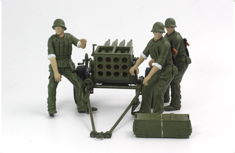 1:18 Trailer Chinese 63 type 107 mm towed Rocket + soldier man model Alloy collection model Ornament