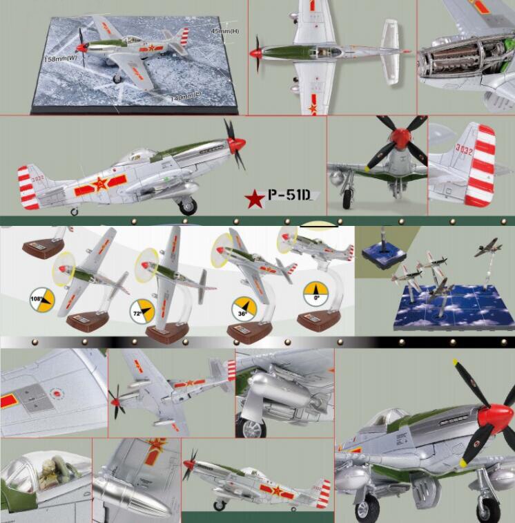 1 / 72 Chinese air force p-51d fighter Intraband structure Founding ceremony 1949 Alloy collection model