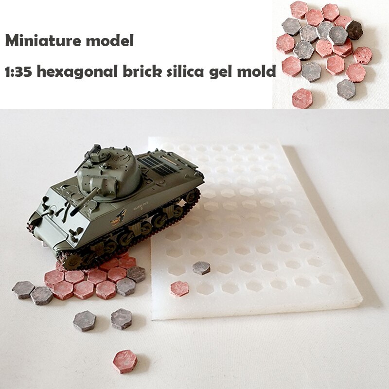 miniature 1:35 Brick mould Simulated hexagonal brick Silicone mold Situational Sand Table Making Diy Material
