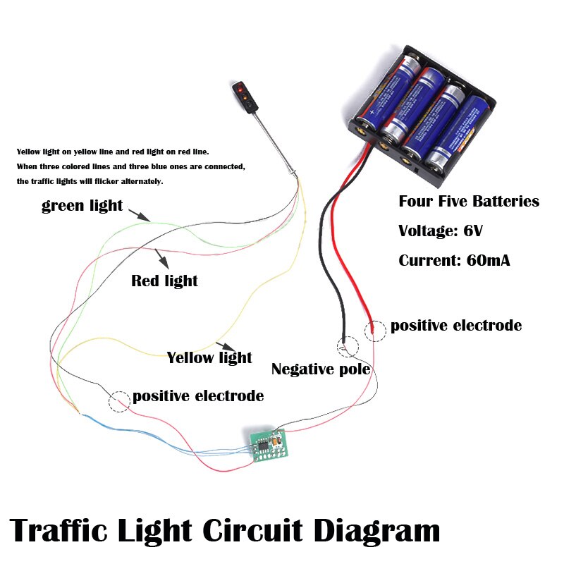 miniature Sand table model traffic lights Lighting materials Highway Railway Station Warning Light Traffic Signal Light DIY