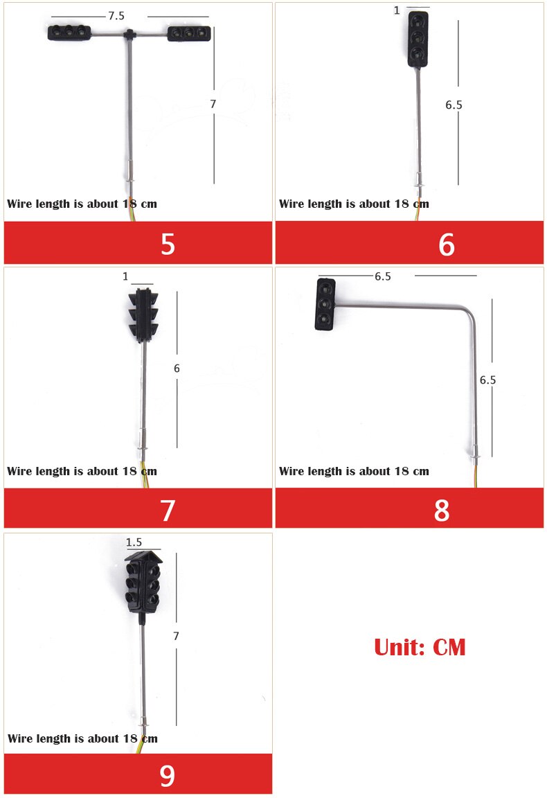 miniature Sand table model traffic lights Lighting materials Highway Railway Station Warning Light Traffic Signal Light DIY