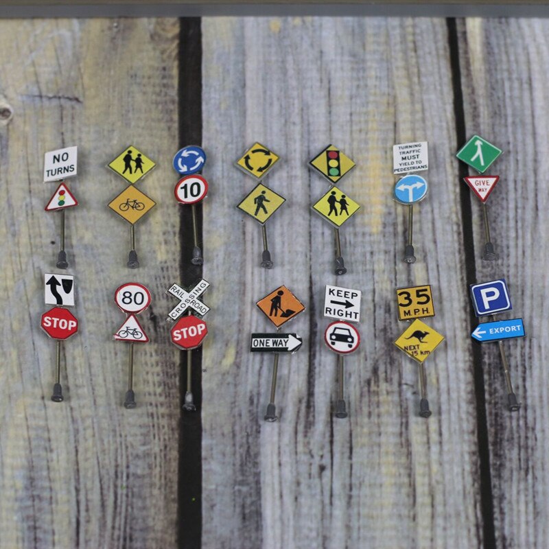 Miniaturization model 1：87 Traffic sign model Ho ratio Building materials for train sand table Hand made DIY materials