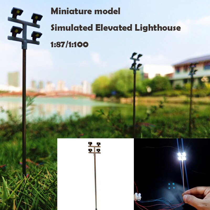 Miniature model Simulated Elevated Lighthouse 1:87/1:100 Basketball Court Sand Table Train Model Accessories 2pcs