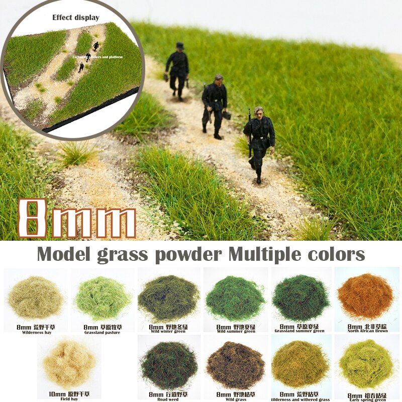Miniature model 8mm Model grass powder Multiple colors DIY sand table military train scene model material