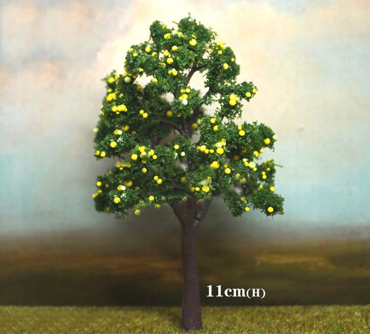 Miniature model Yellow fruit tree model 3pcs DIY sand table military train scene model material